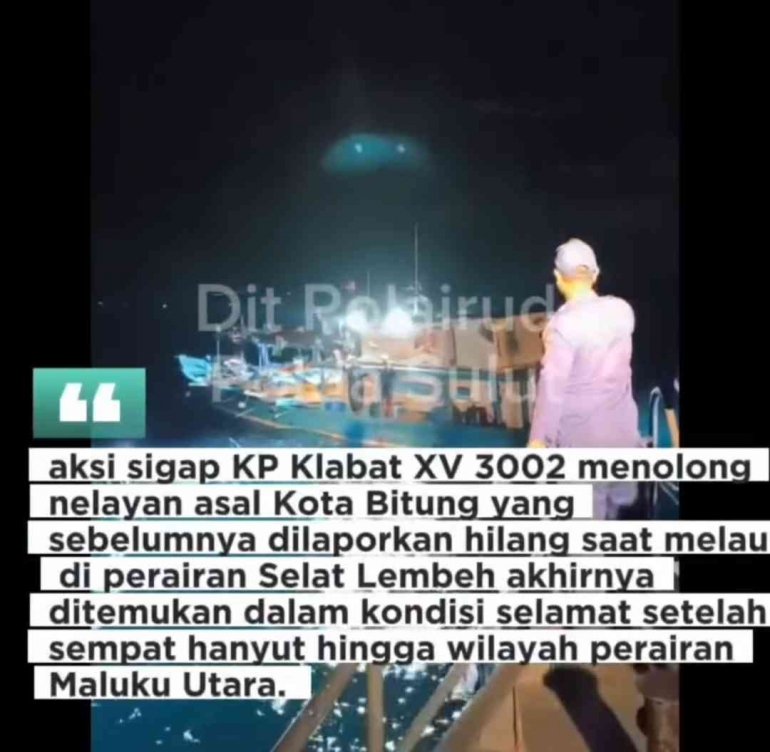 Aksi Sigap KP Klabat XV 3002 Bantu Nelayan Alami Kendala Mesin di Selat Lembeh